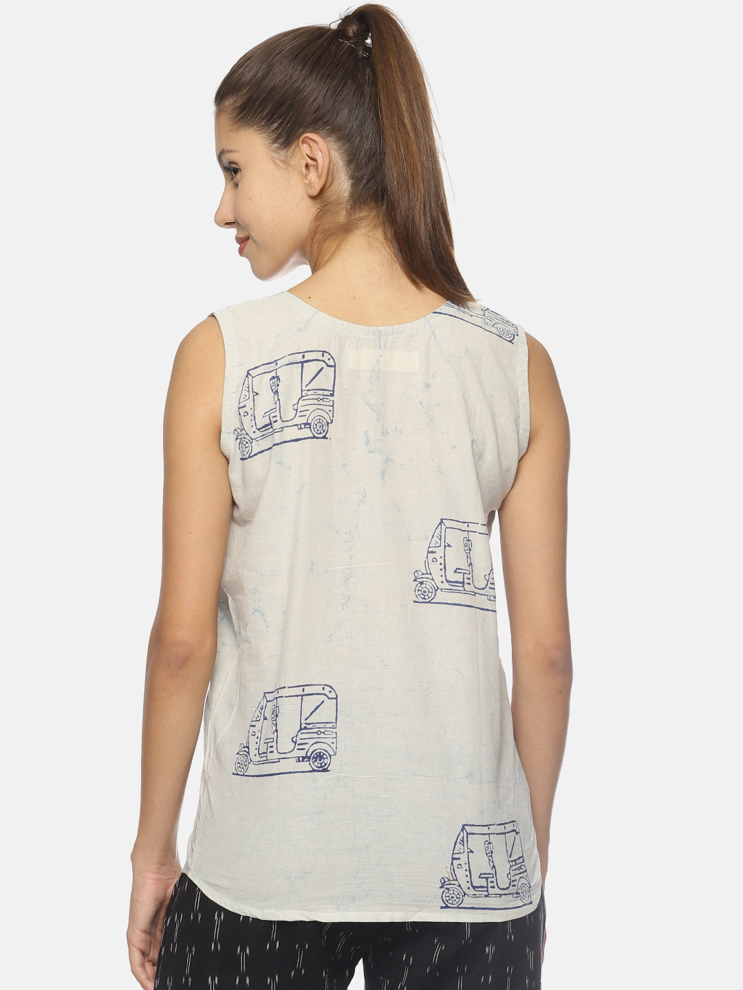 SAHORA Women blue dyed indigo blockprint Top