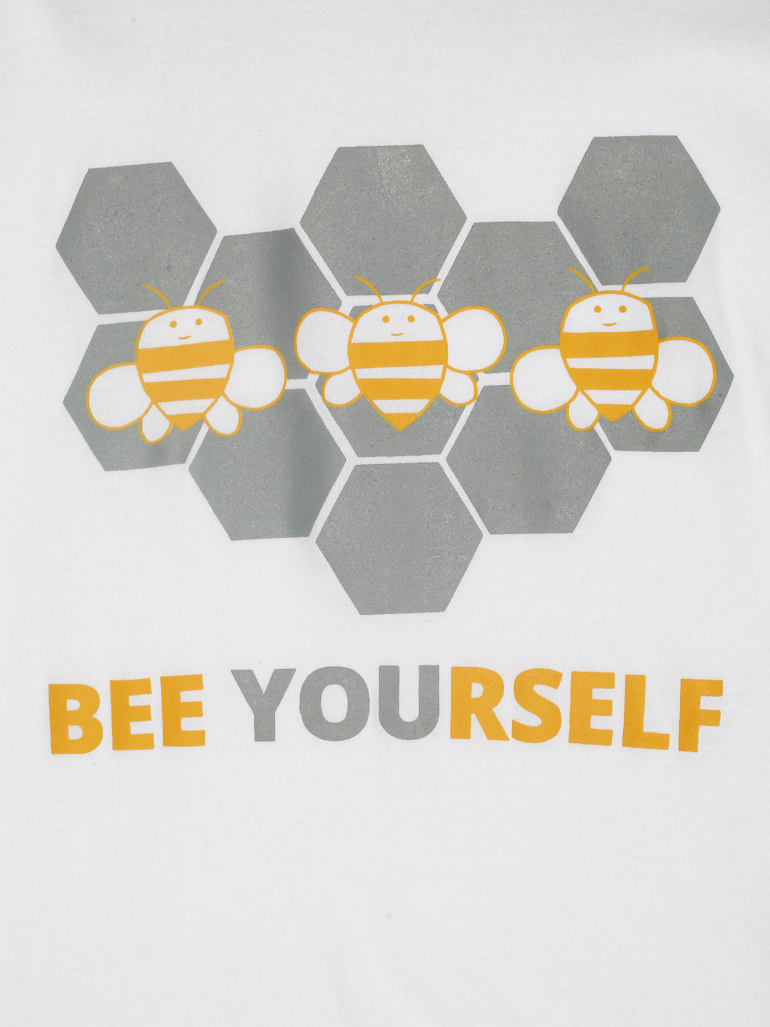 Kids Printed round neck white tshirt