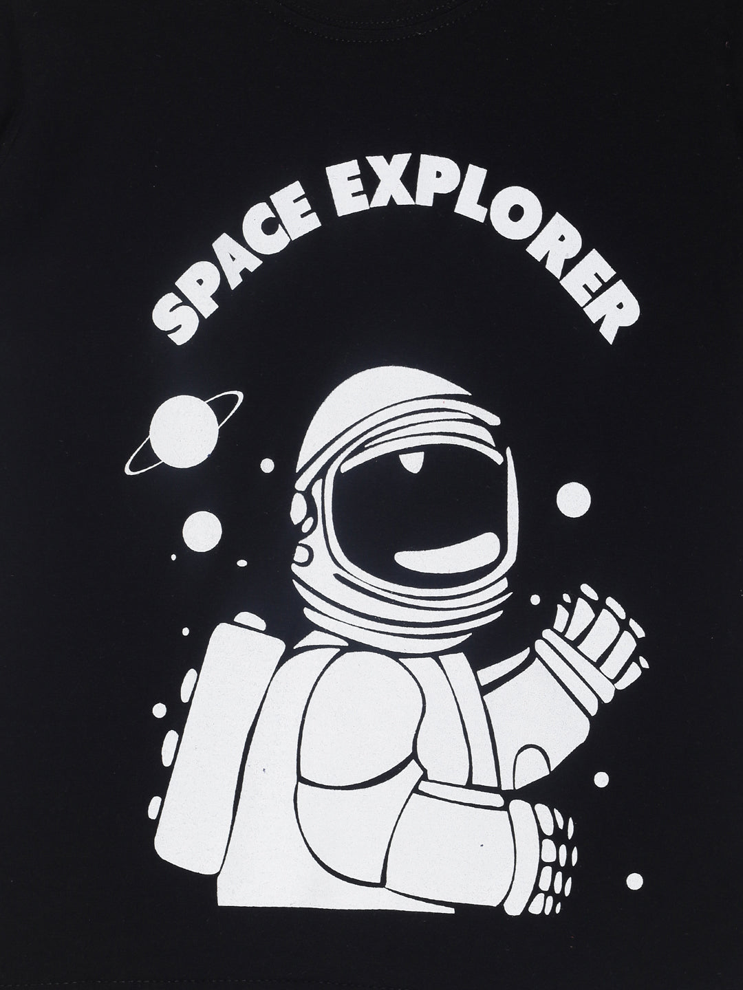 Kids Printed round neck black t-shirt