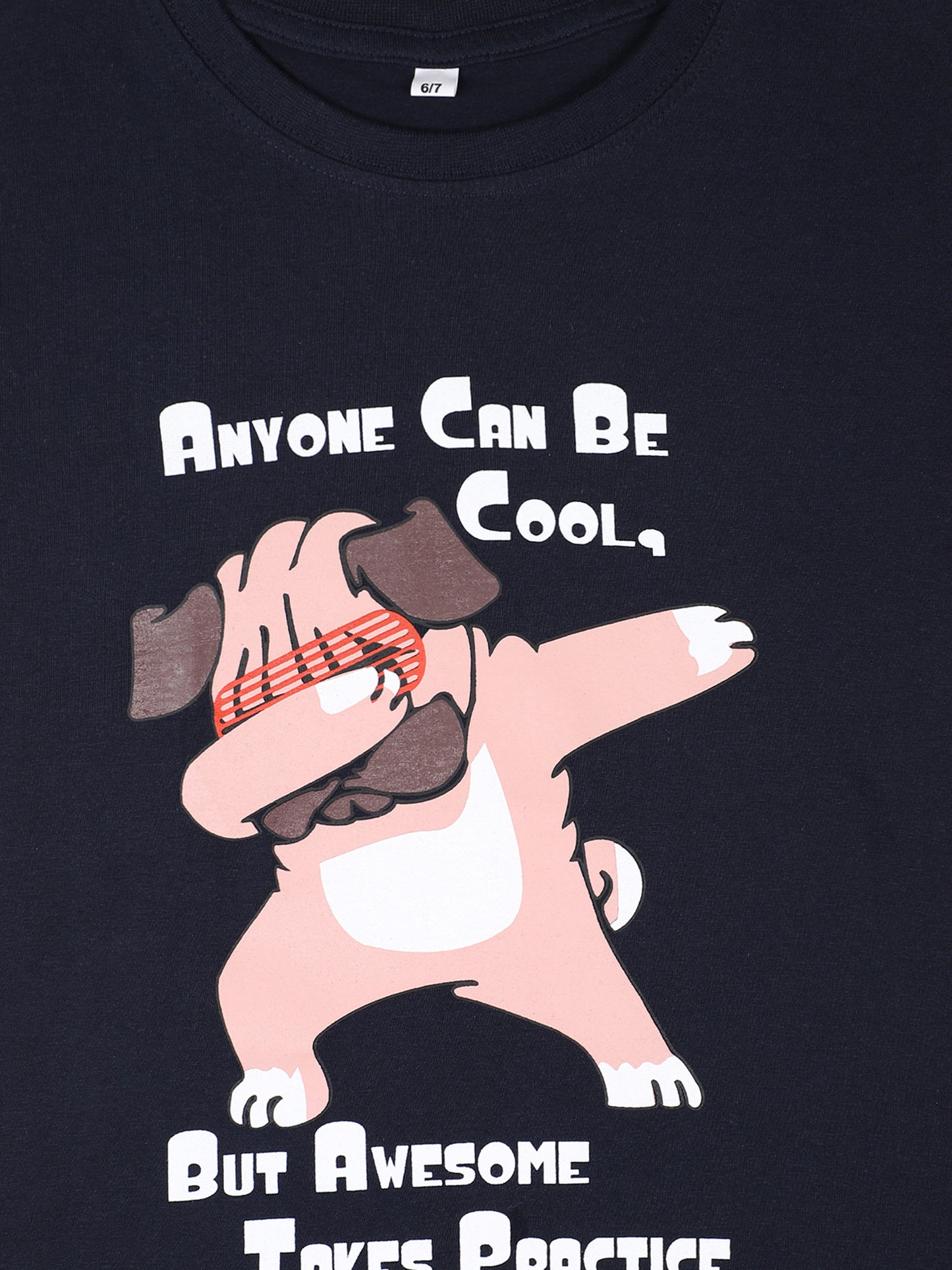 Kids Printed round neck Pink t-shirt