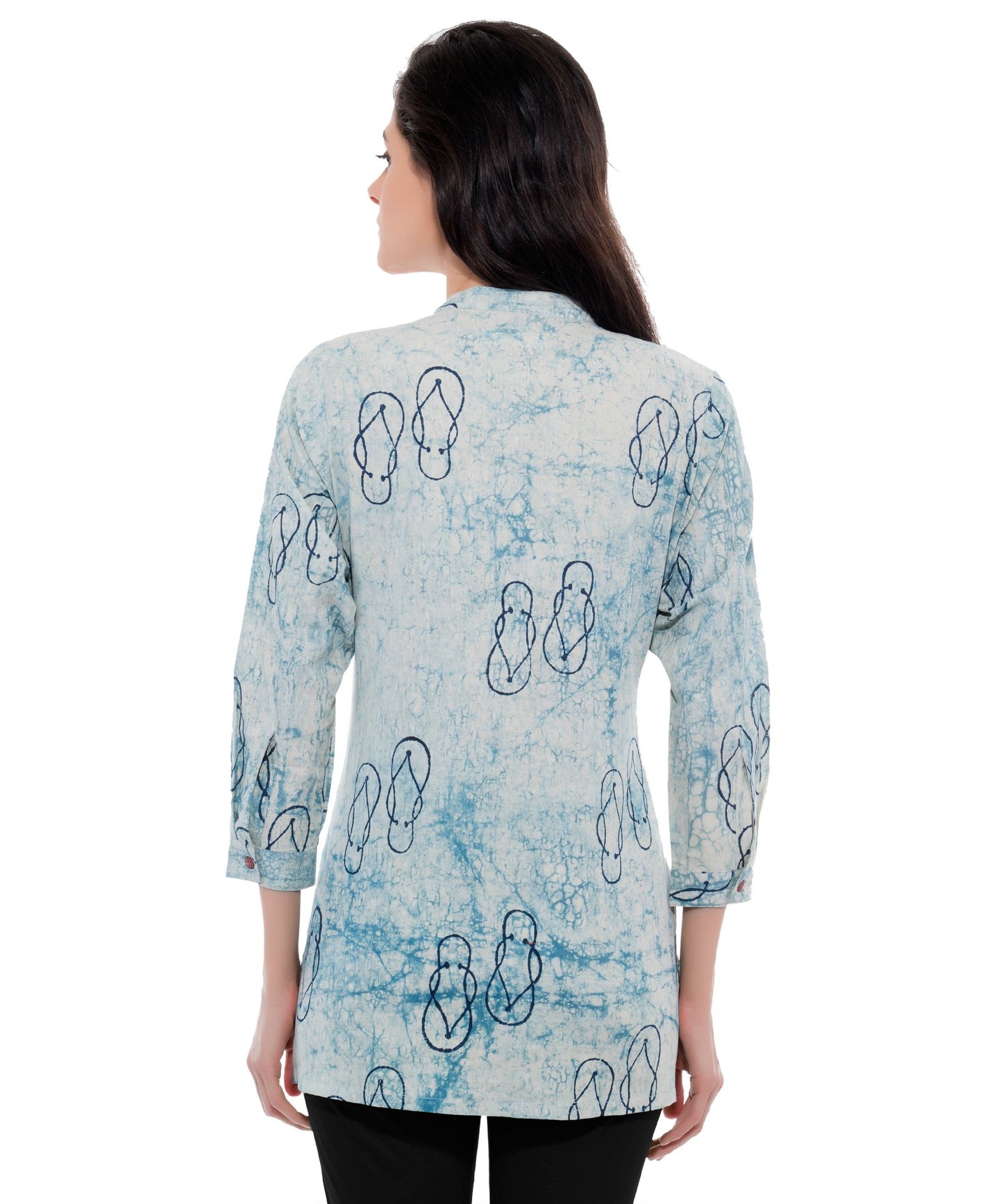 RESHA Women blue dyed indigo blockprint shirt