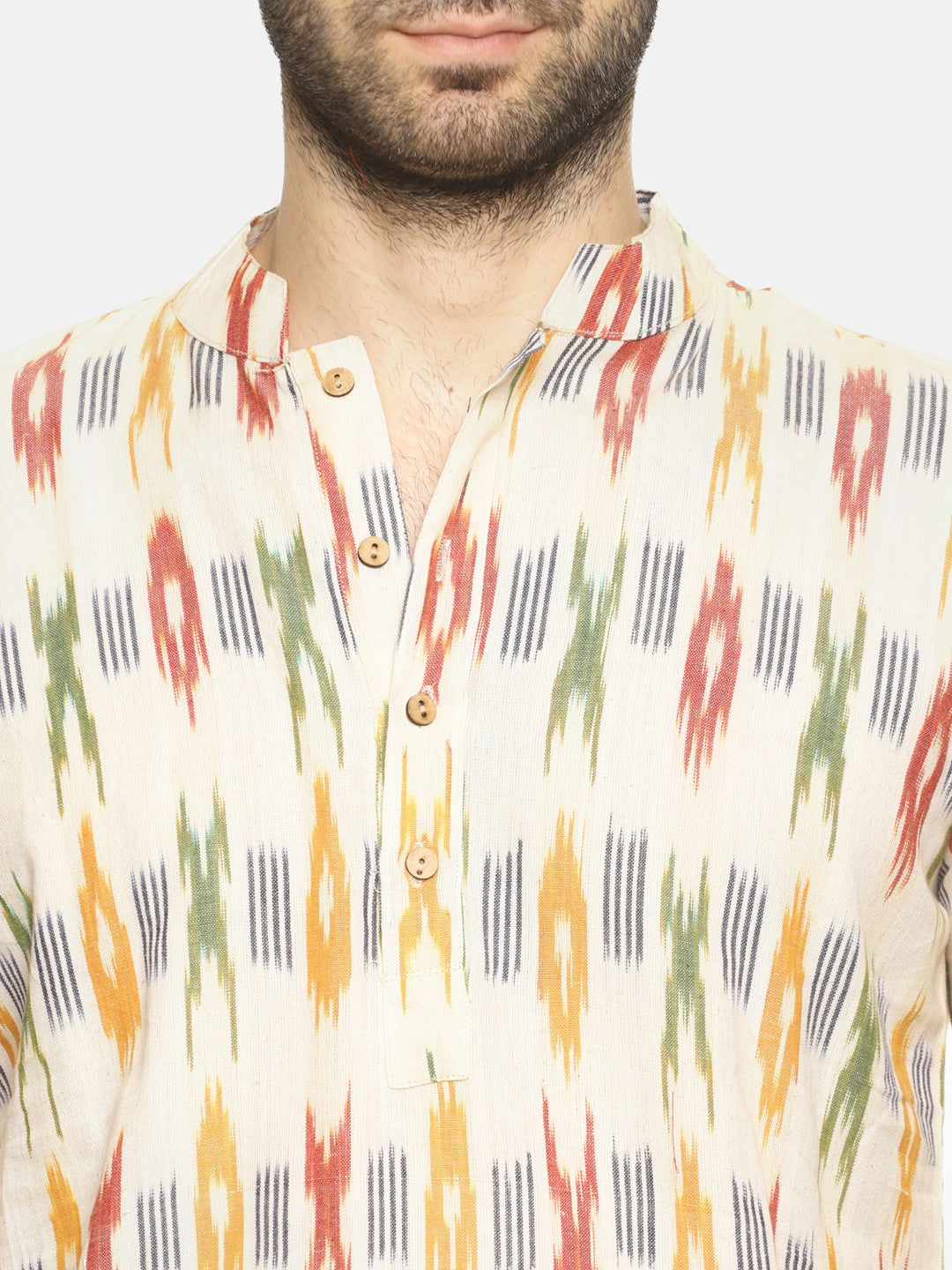 PAROKSH Men Ethnic Motifs Pastels Cotton Kurta