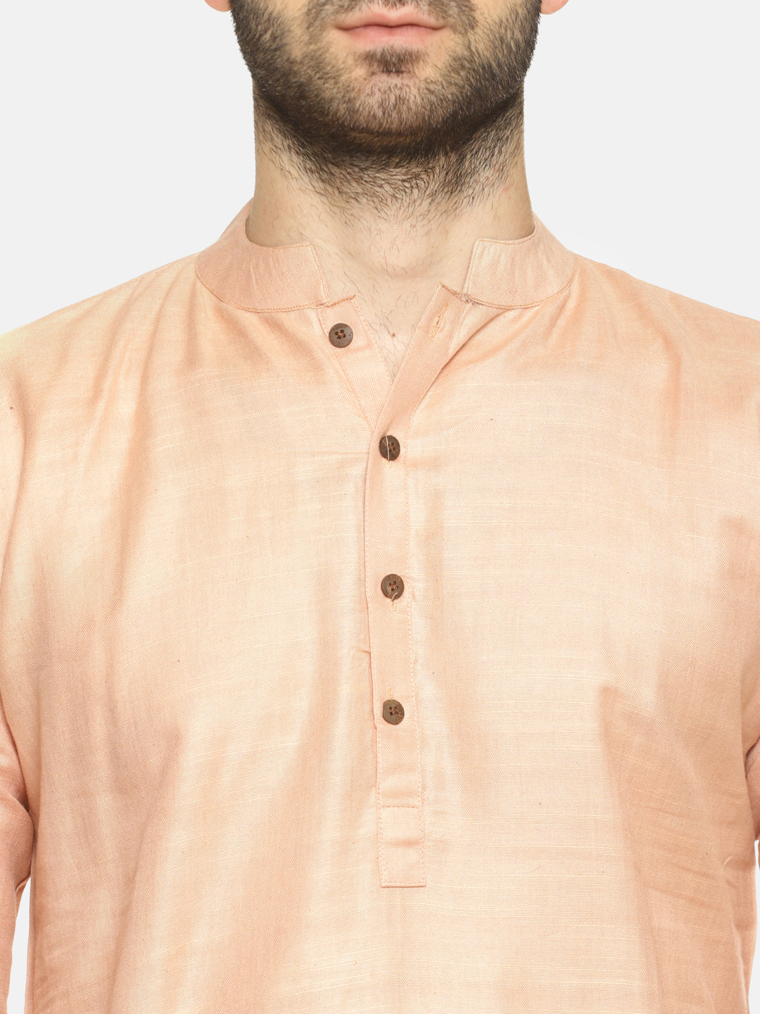 PAROKSH Men Solid peach cotton Straight Kurta