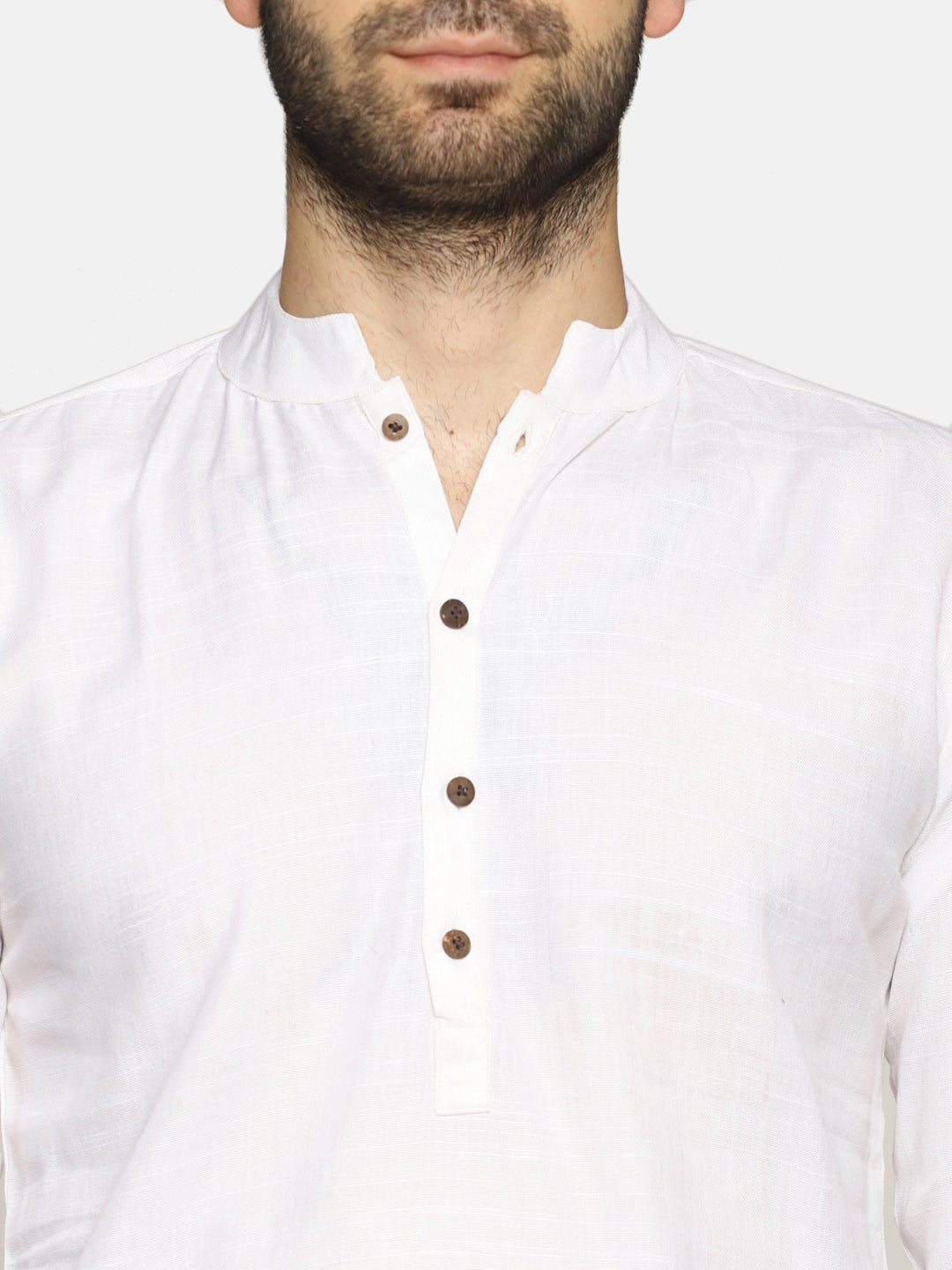 PAROKSH Men White Solid Straight Kurta