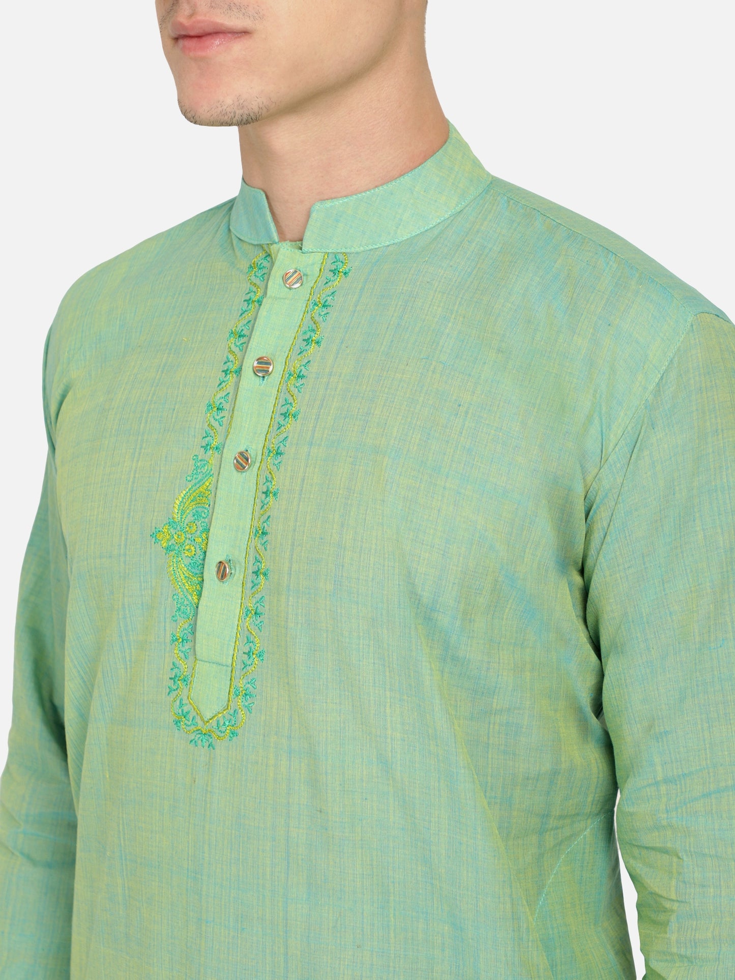 PAROKSH Men Light green Printed Straight Kurta
