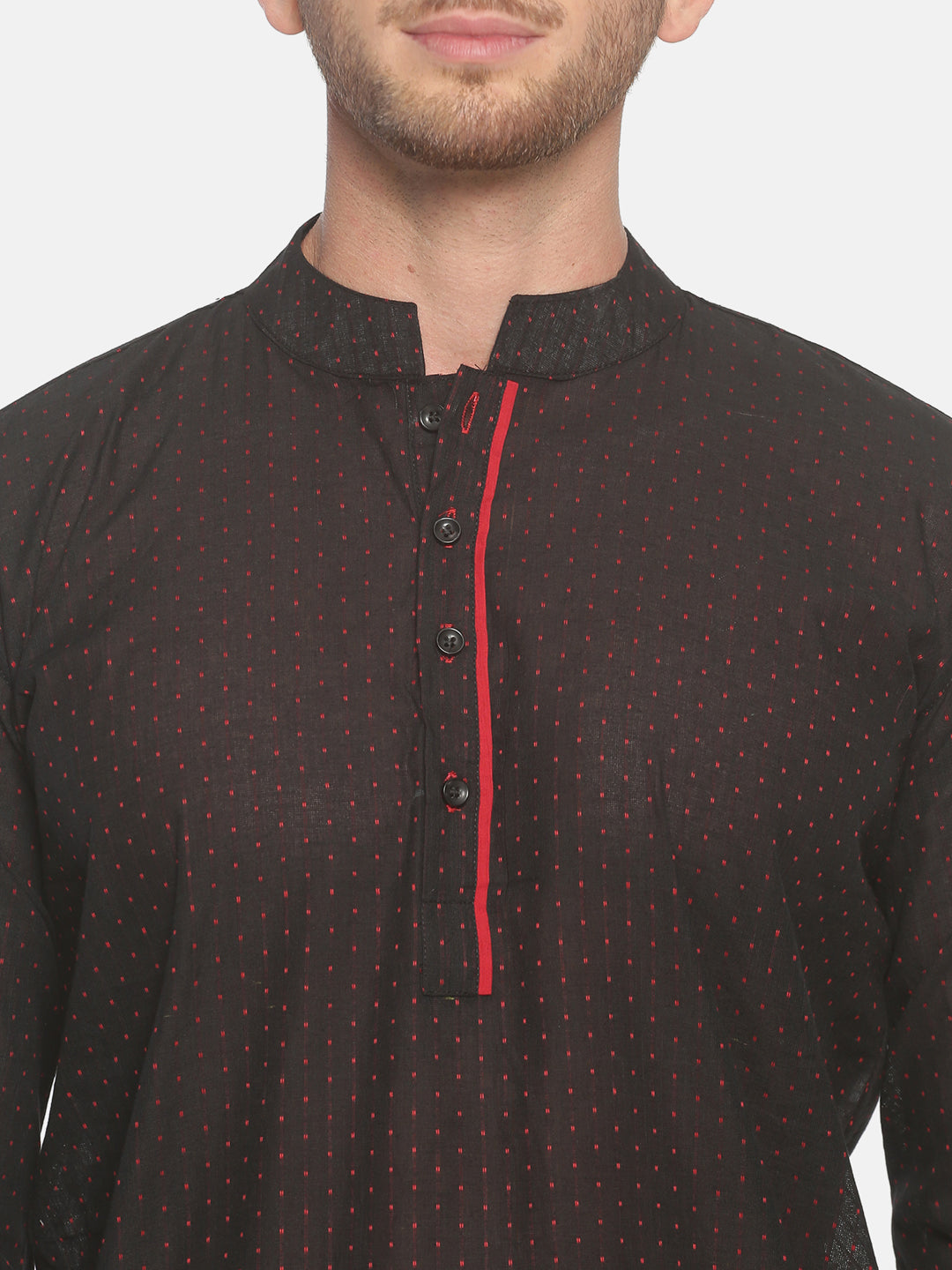 PAROKSH Men Black woven Straight Kurta