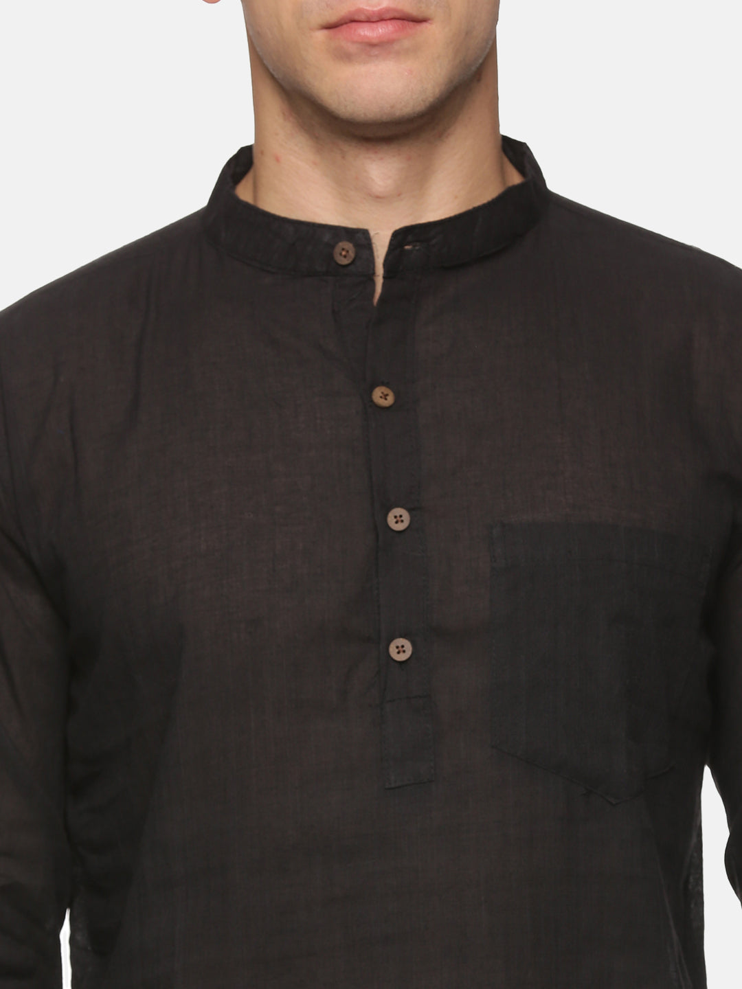 PAROKSH Men Black Solid Cotton Kurta