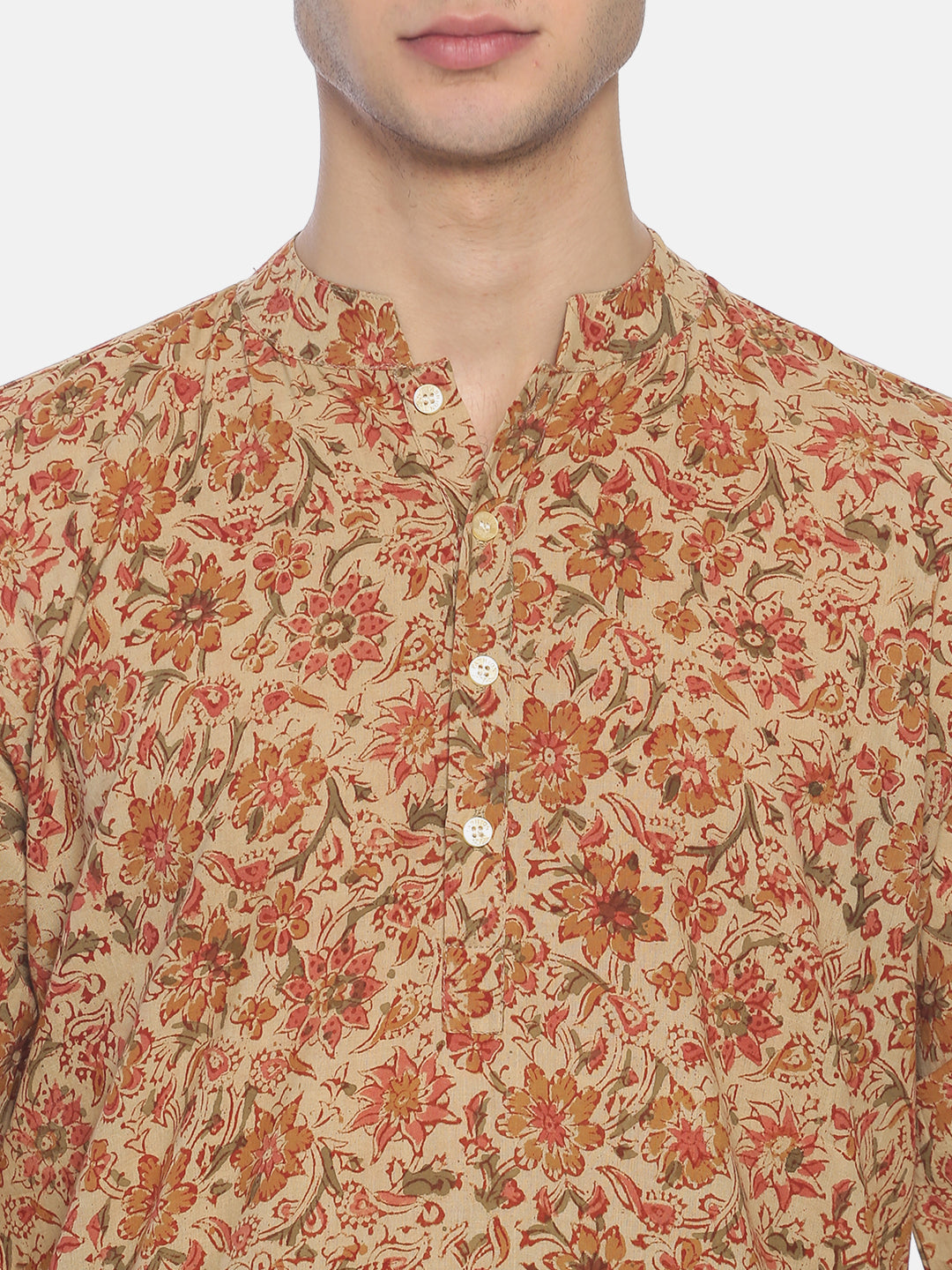 PAROKSH Men Pink Printed Straight Kurta