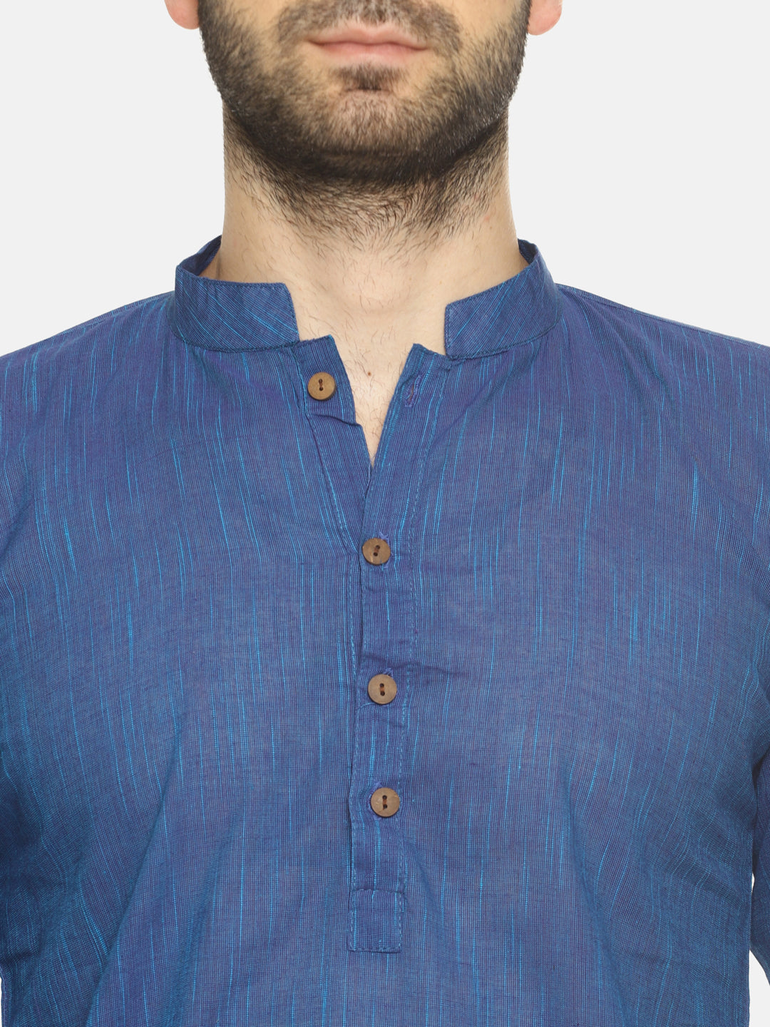 PAROKSH Men solid royal blue cotton Straight Kurta