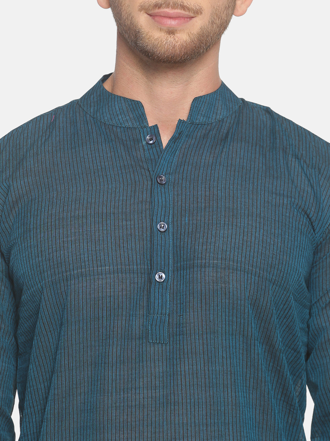 PAROKSH Men Beige striped cotton Straight Kurta