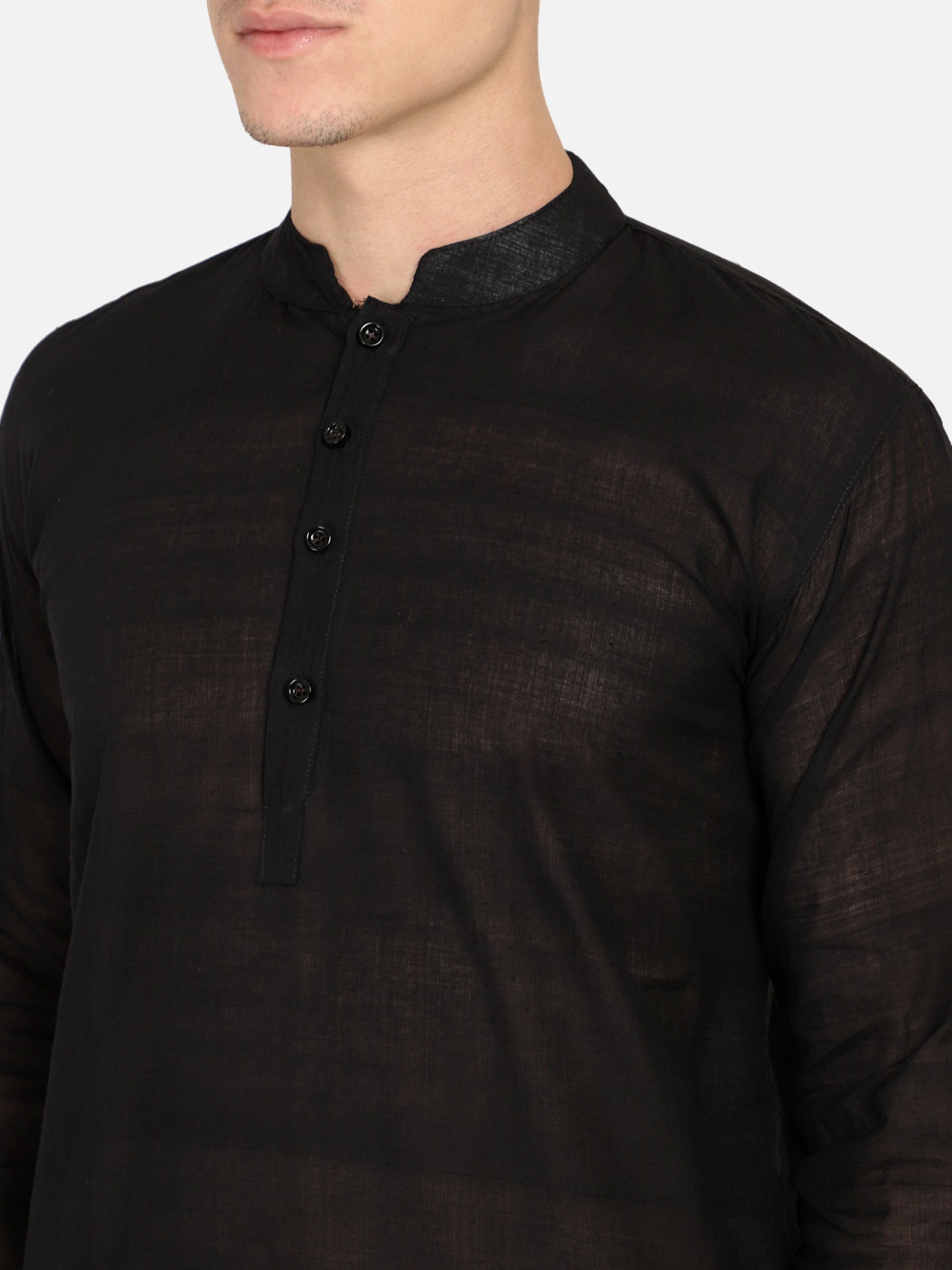PAROKSH Men Black Straight Kurta