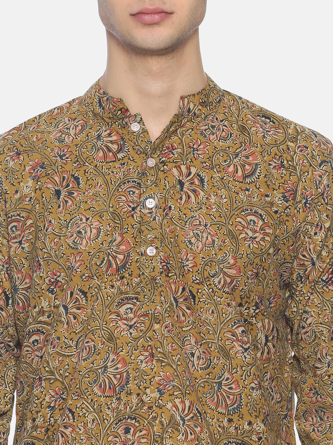 PAROKSH Men Green striped cotton Straight Kurta