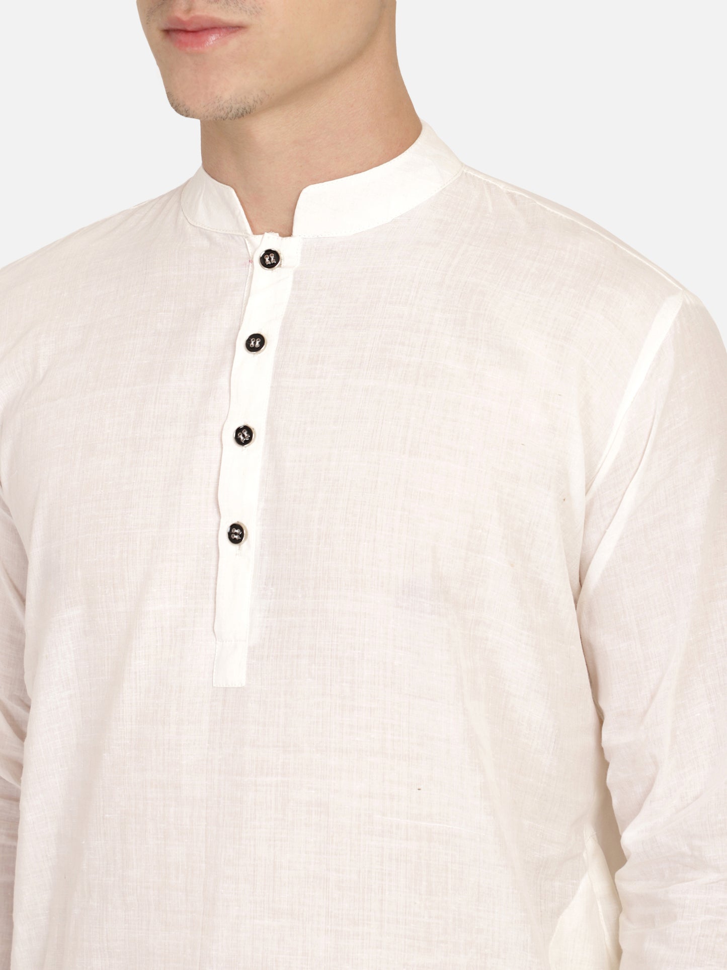 PAROKSH Men White Solid long Kurta