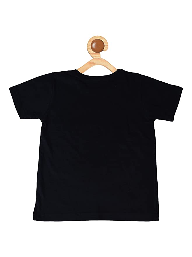Kids Printed round neck black t-shirt