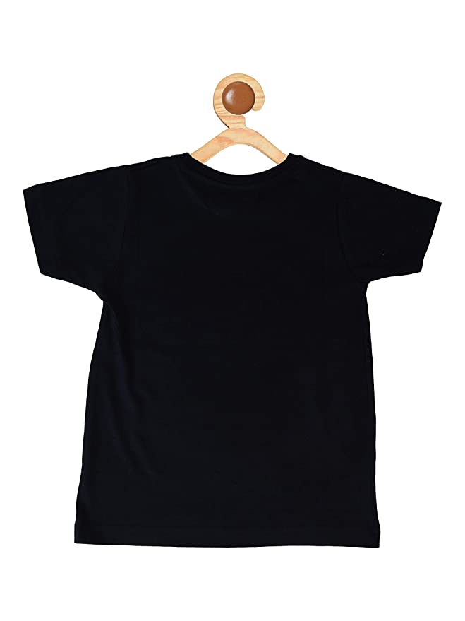 Kids Printed round neck black t-shirt