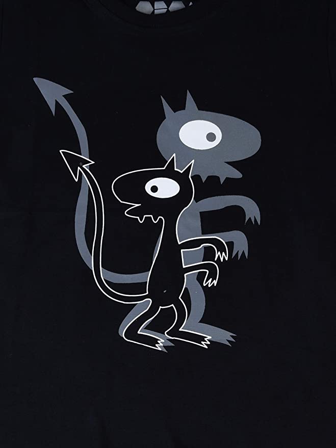 Kids Printed round neck black t-shirt