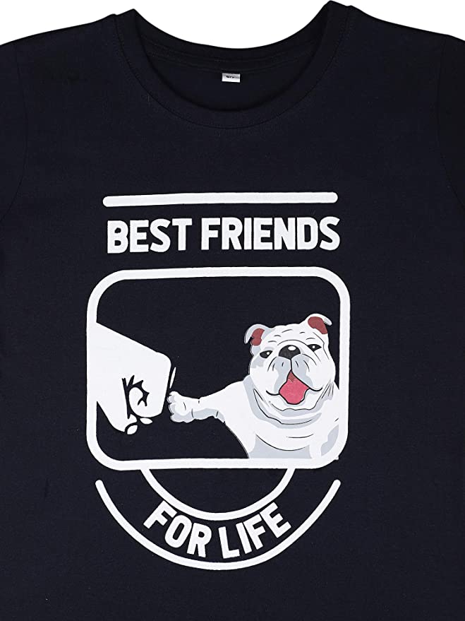 Kids Printed round neck Black t-shirt