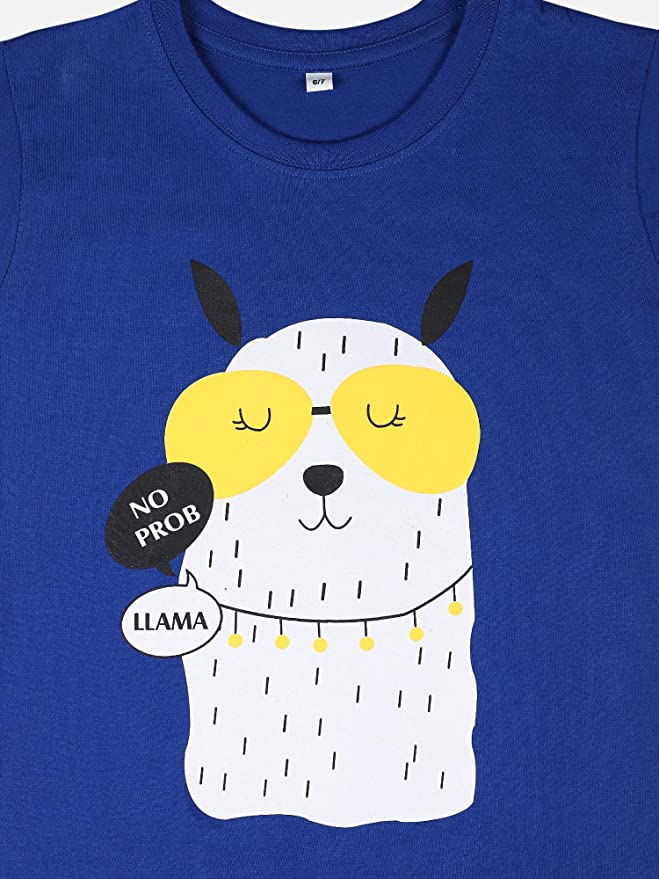 Kids Printed round neck Blue t-shirt