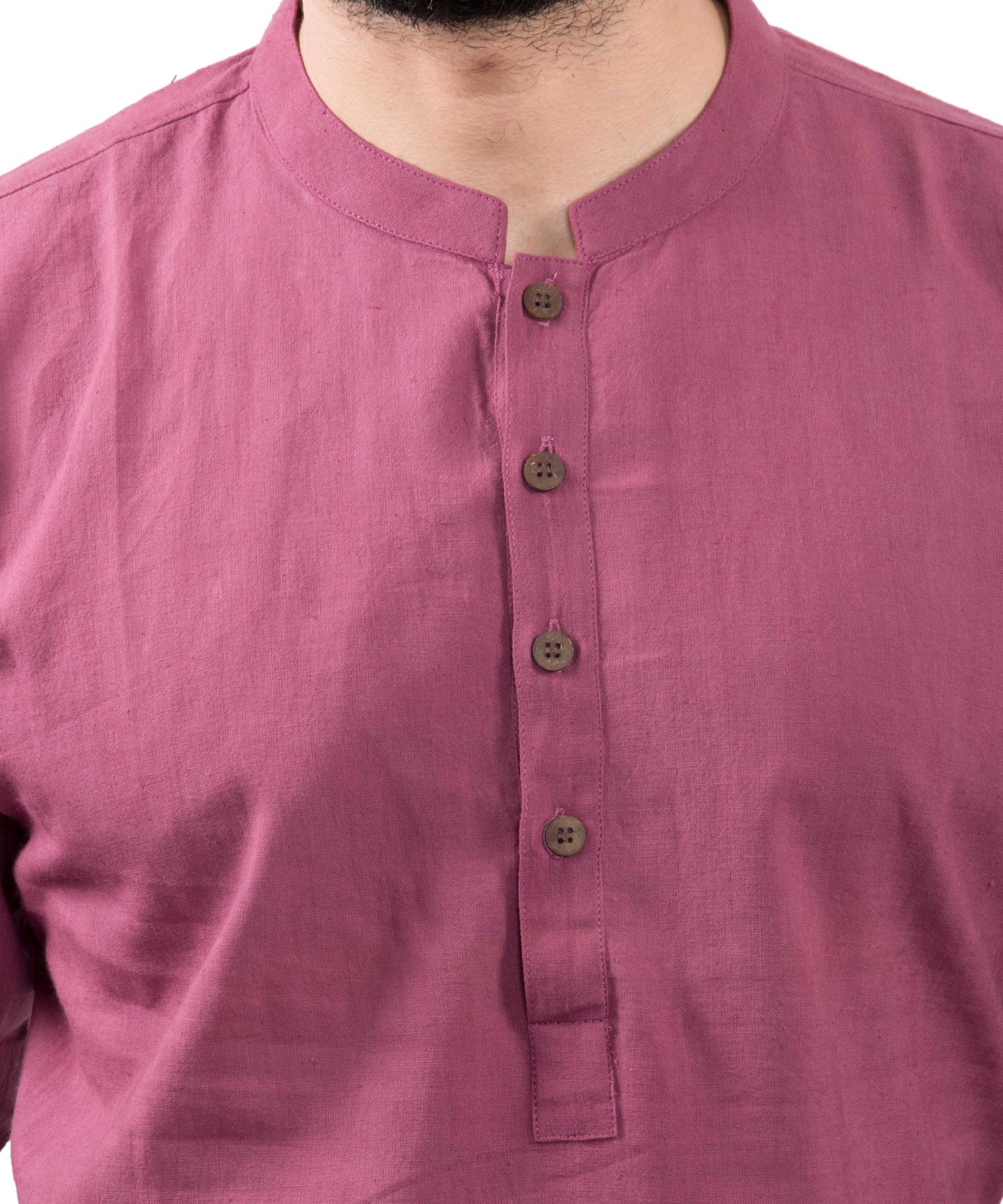 PAROKSH Men Solid Mauve khadi handloom Straight Kurta