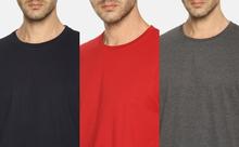 Men's solid cotton round neck t-shirt combo (pack of 3)