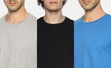 Men's solid cotton round neck t-shirt combo (pack of 3)