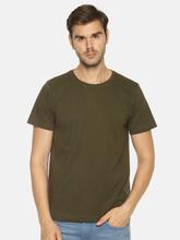 Men's solid cotton round neck T-shirt