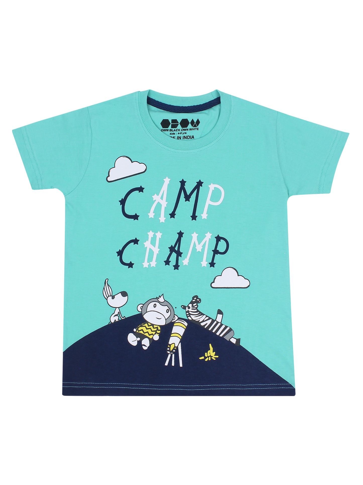OBOW Boy's Cotton Printed Tshirt Combo (Pack of 4)