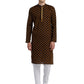 PAROKSH Men Brown & Beige Woven Design Cotton Thread Work Handloom Kurta