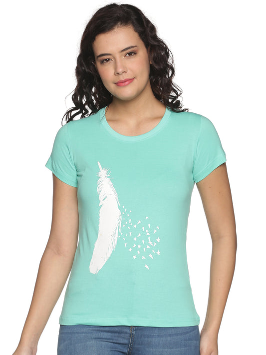 Women's Printed T-shirt(Fether)
