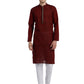 PAROKSH Men Maroon & Beige Woven Design Cotton Thread Work Handloom Kurta