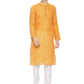 PAROKSH Men's Embroidered Orange Handloom Long Cotton Ethnic Kurta