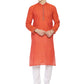 PAROKSH Men Red Striped Long Sleeves Cotton Straight Kurta