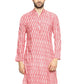 PAROKSH Men Red Ikat Handloom Tie-Dye  Kurta