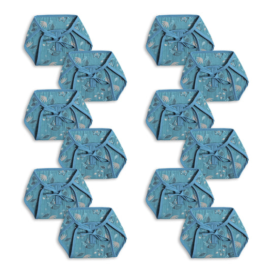 Infants Pack of 12 blue printed organic cotton muslin cushioned langot cloth diapers