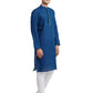 PAROKSH Men Blue & Beige Woven Design Cotton Thread Work Handloom Kurta
