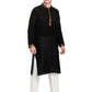 Paroksh Men's Black Self Design Pure Cotton Straight Kurta