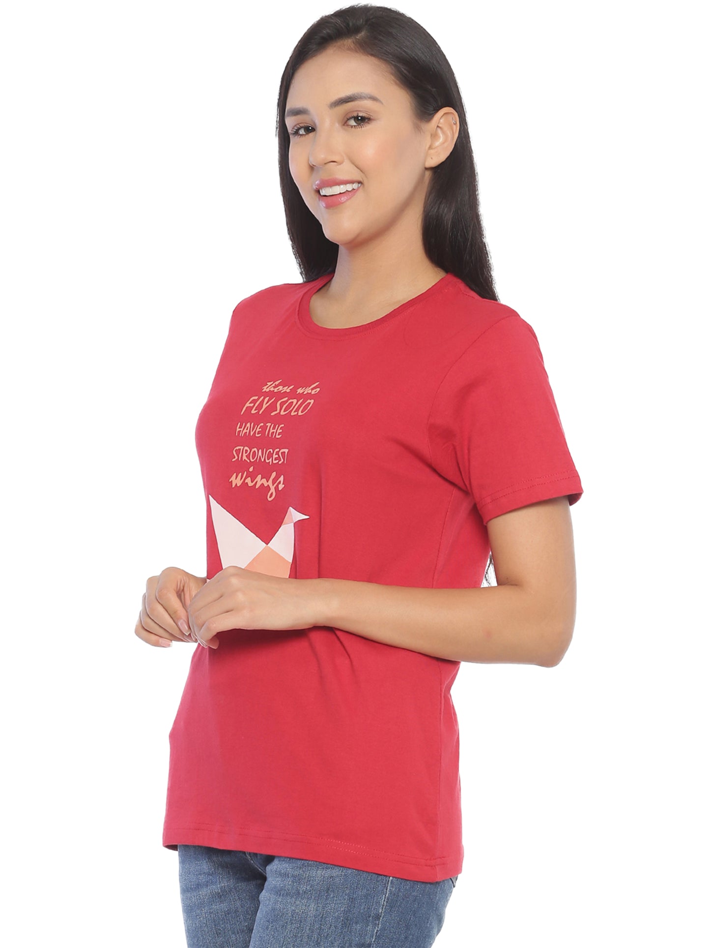 Women's Printed T-shirt(Fly Solo)