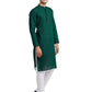 PAROKSH Men Green & Black Woven Design Cotton Thread Work Handloom Kurta