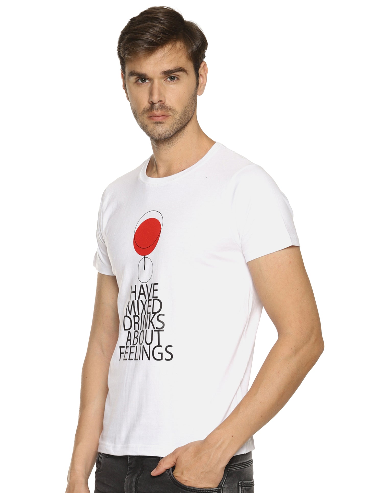 OBOW Have Mixed Printed Quirky Bold Quote Round Neck Half Sleeve Cotton White T-shirt