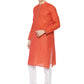 PAROKSH Men Red Striped Long Sleeves Cotton Straight Kurta