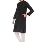 PAROKSH Men Black placket cotton Straight Kurta