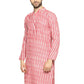 PAROKSH Men Red Ikat Handloom Tie-Dye  Kurta