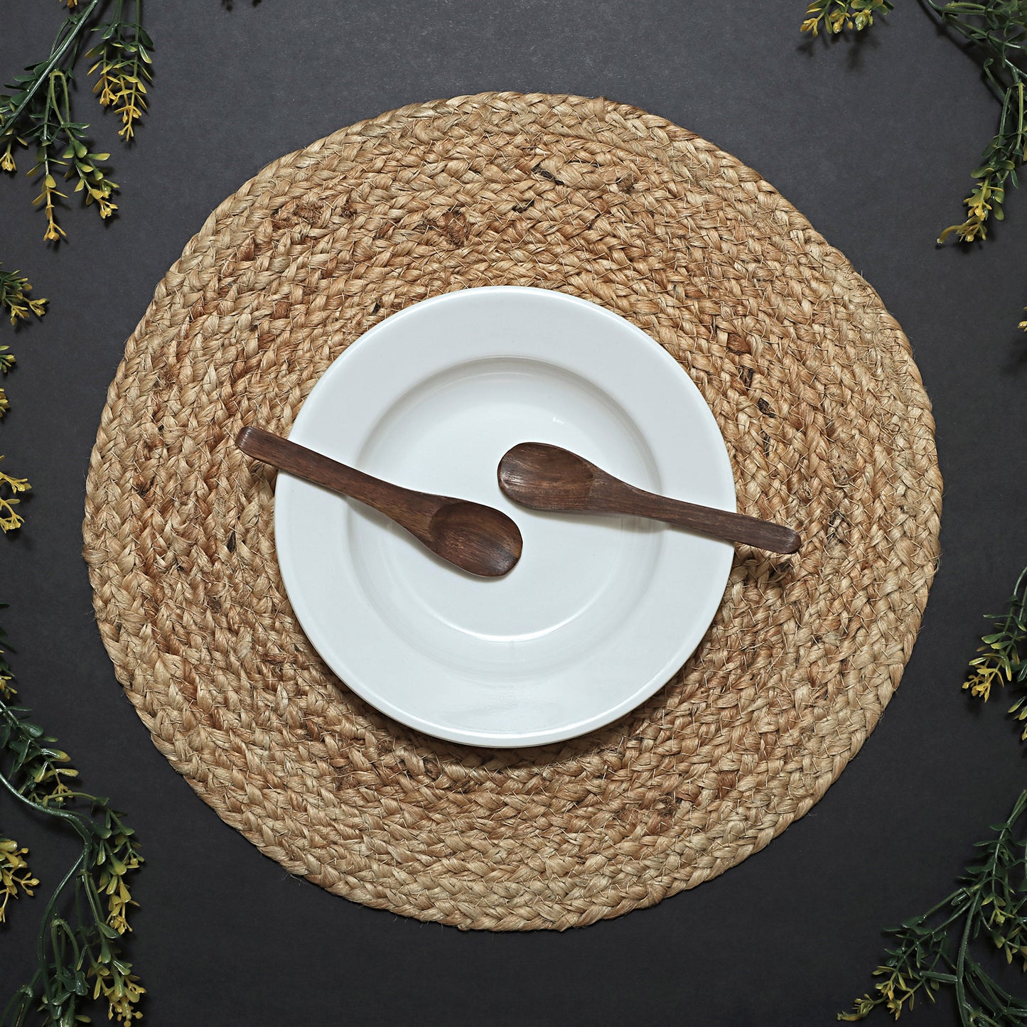 Brown Braided Reversible Jute Table Placemat