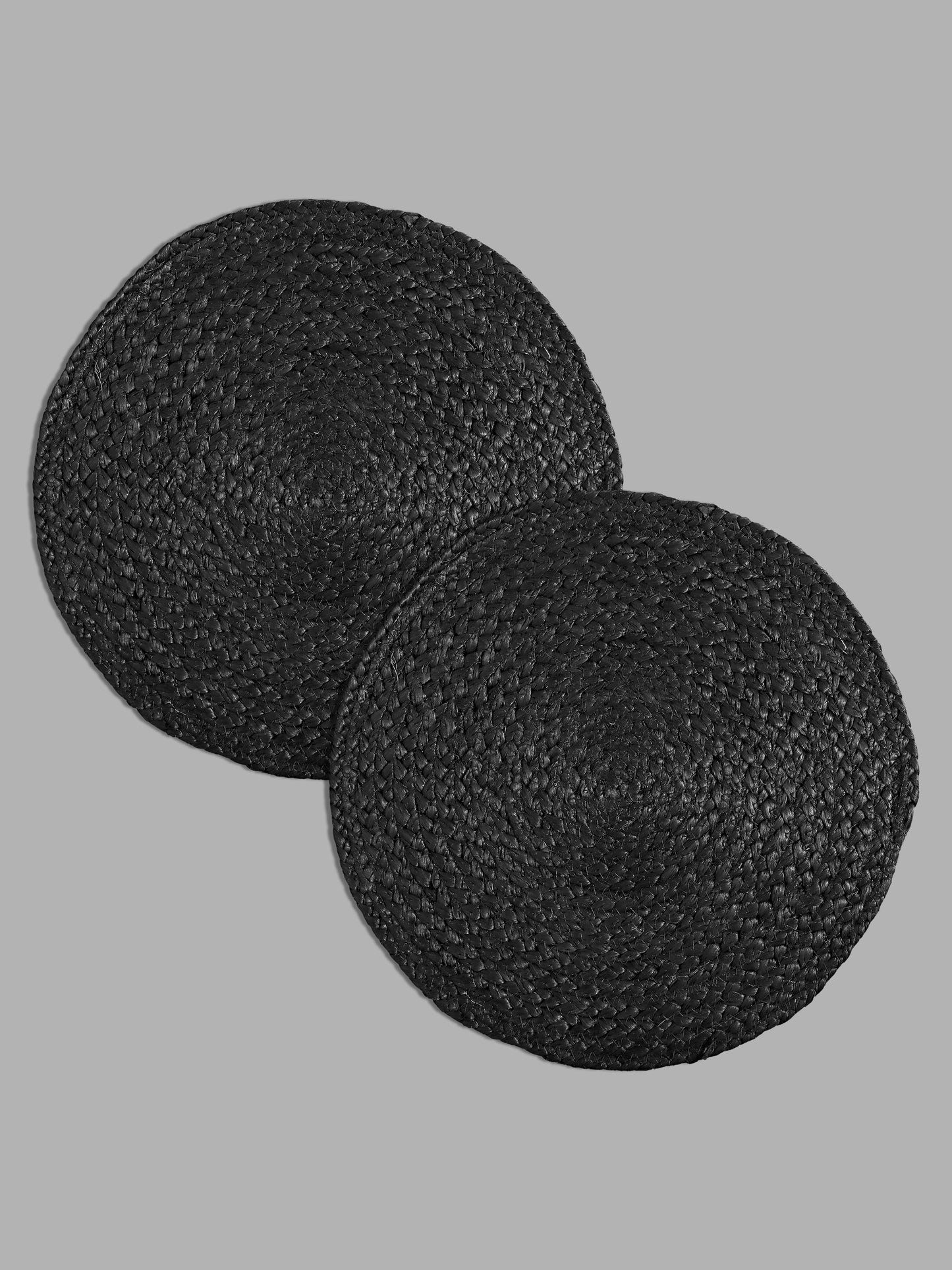 Set Of 2 Black Braided Reversible Jute Table Placemats