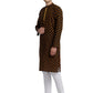 PAROKSH Men Brown & Beige Woven Design Cotton Thread Work Handloom Kurta