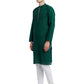 PAROKSH Men Green & Black Woven Design Cotton Thread Work Handloom Kurta
