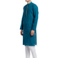PAROKSH Men Sea Green & Beige Woven Design Cotton Thread Work Handloom Kurta
