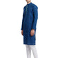 PAROKSH Men Blue & Beige Woven Design Cotton Thread Work Handloom Kurta
