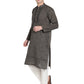 PAROKSH Men's Brown mangalgiri Handloom Cotton Straight Embroidered Long Ethnic Kurta