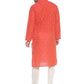 PAROKSH Men Coral  Red Butti cotton Straight Kurta